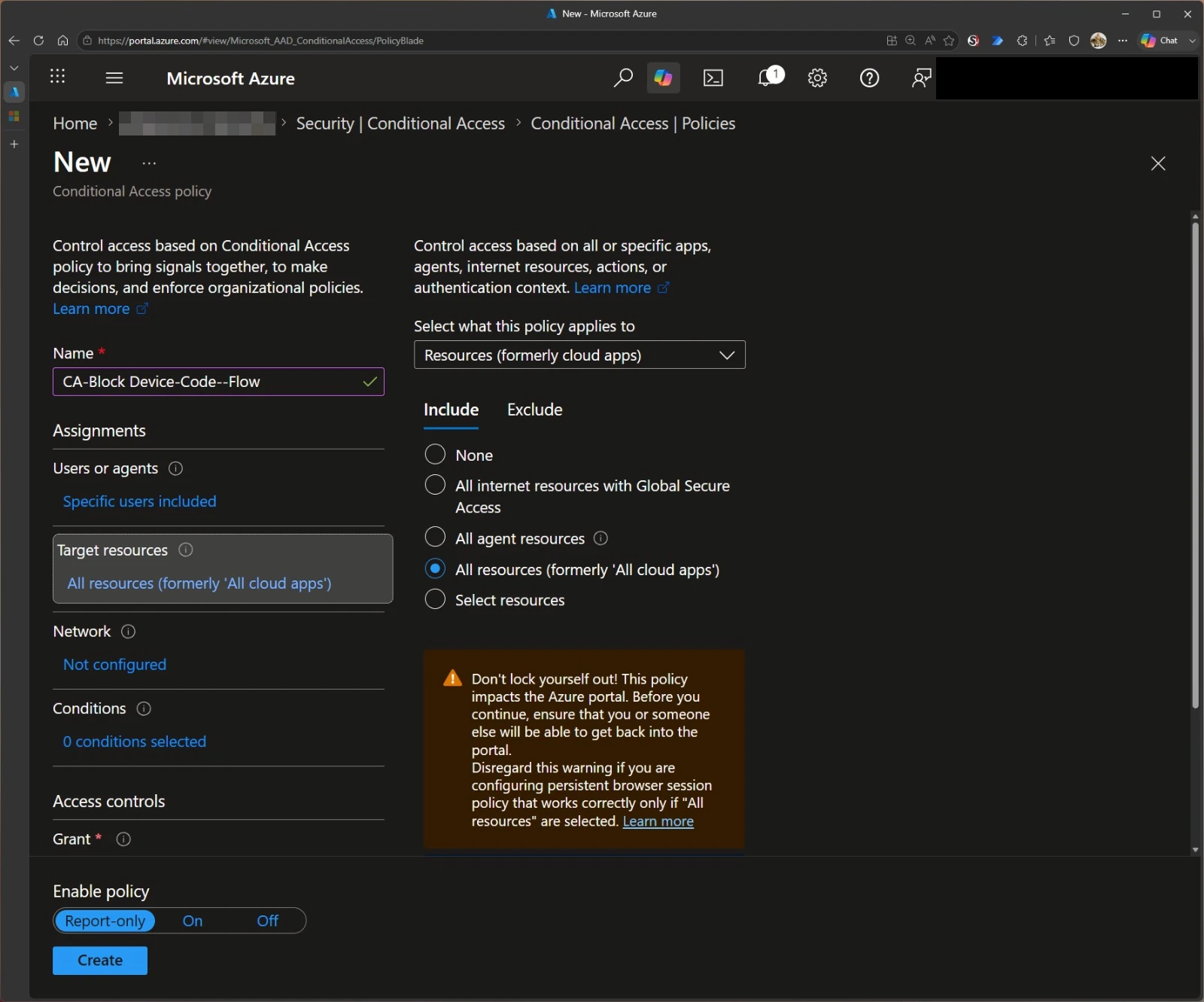 Conditional-Access-Konfiguration der Zielressource